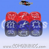 Set of 6 Meiko Block Dice - Translucent Red and Blue